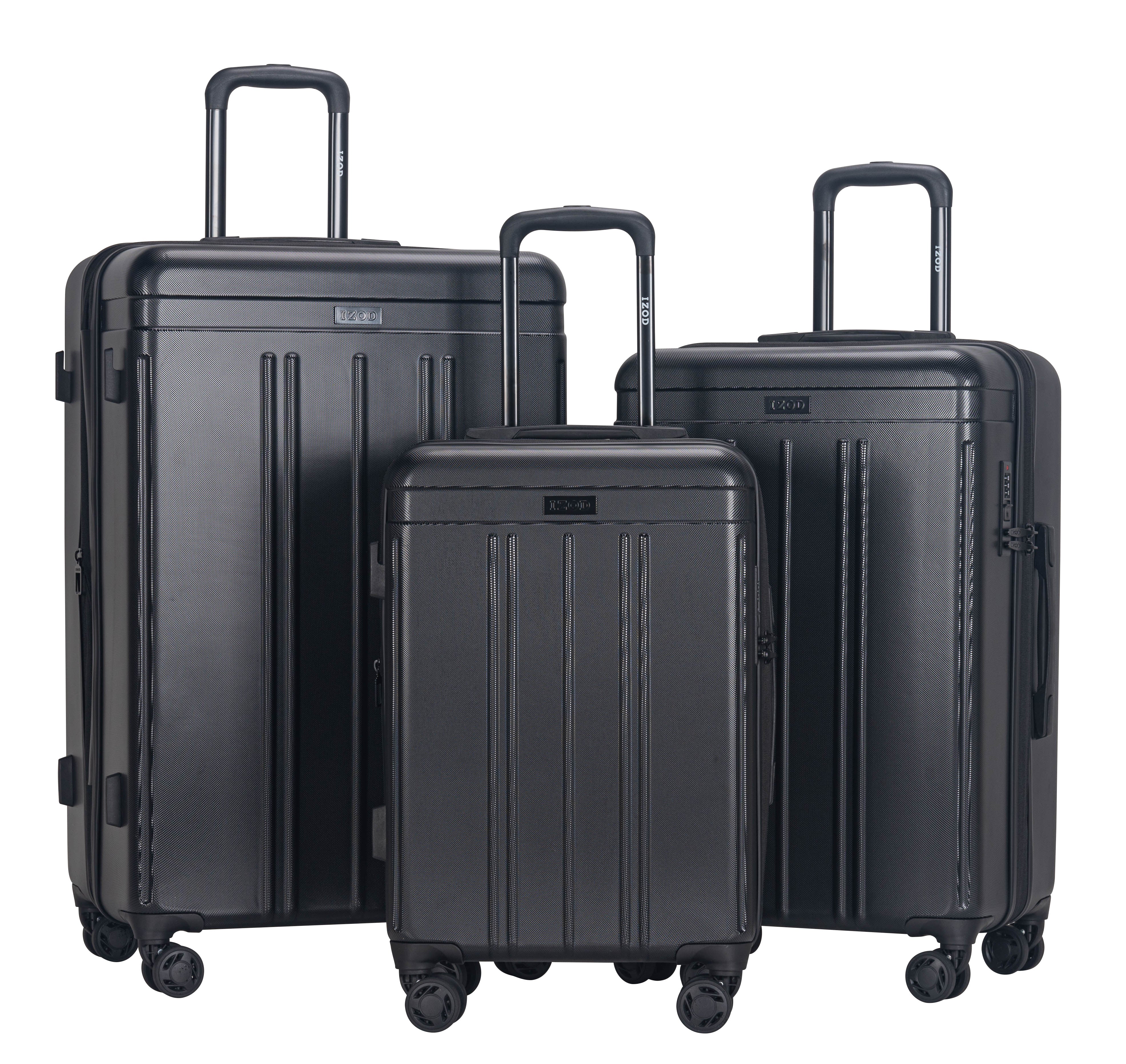 IZOD Zoe 3-Piece Luggage Set – Lightweight ABS Hard Shell Suitcases with 360° Spinner Wheels, Telescopic Handle & Expandable Design (28”/24”/20”)