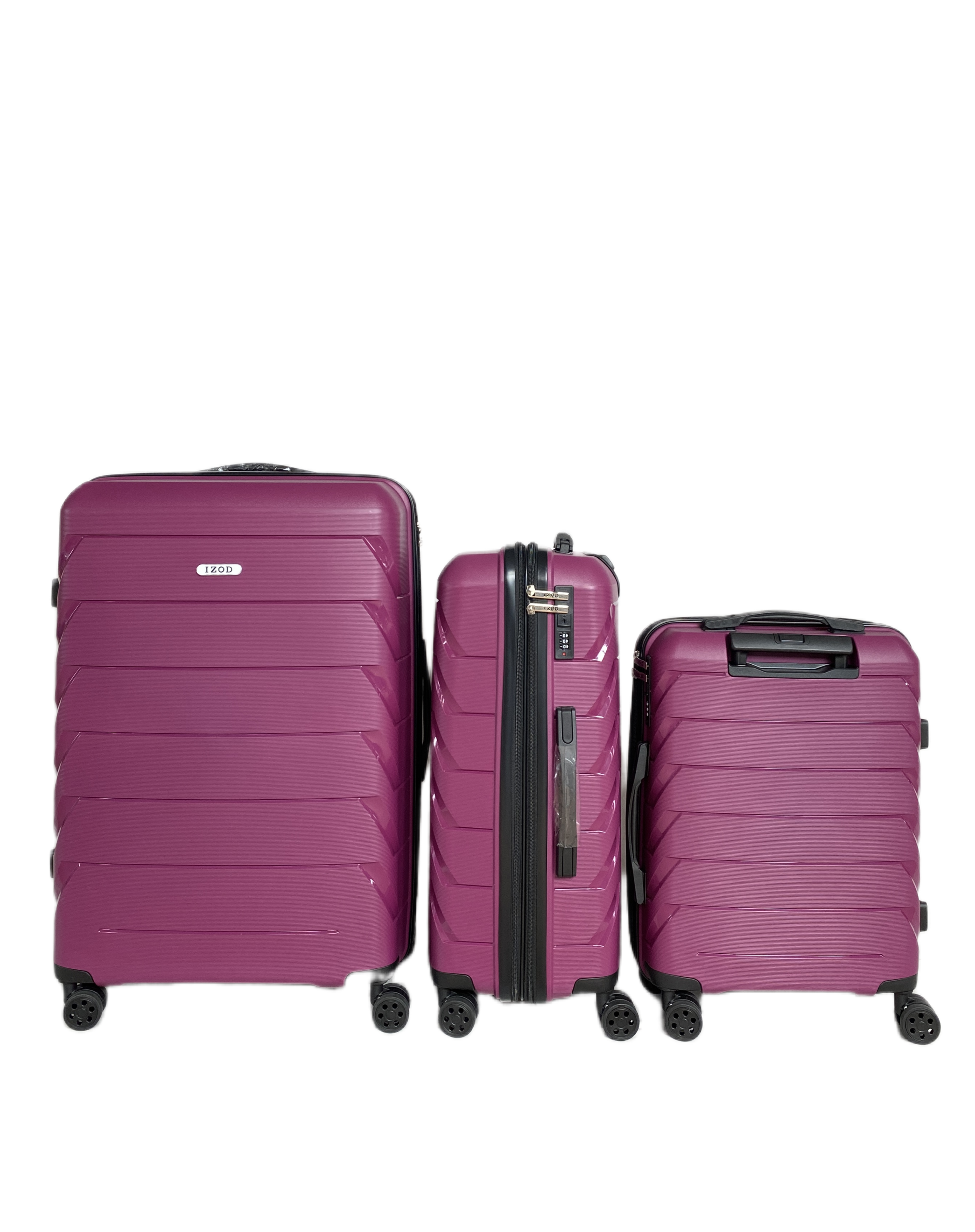 IZOD Ashley Polycarbonate Hard shell Expandable Lightweight 360 Dual Spinning Wheels Combo Lock 28", 24", 20" 3 Piece Luggage Set