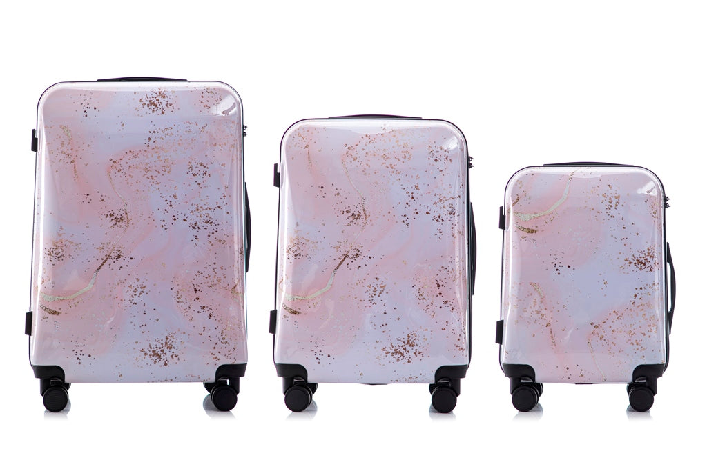 Multi-color Design ABS Hard Shell Lightweight with 360° Dual Spinning Wheels & Combo Lock – Includes 28", 24", 20" 3-Piece Luggage Set - Fairy