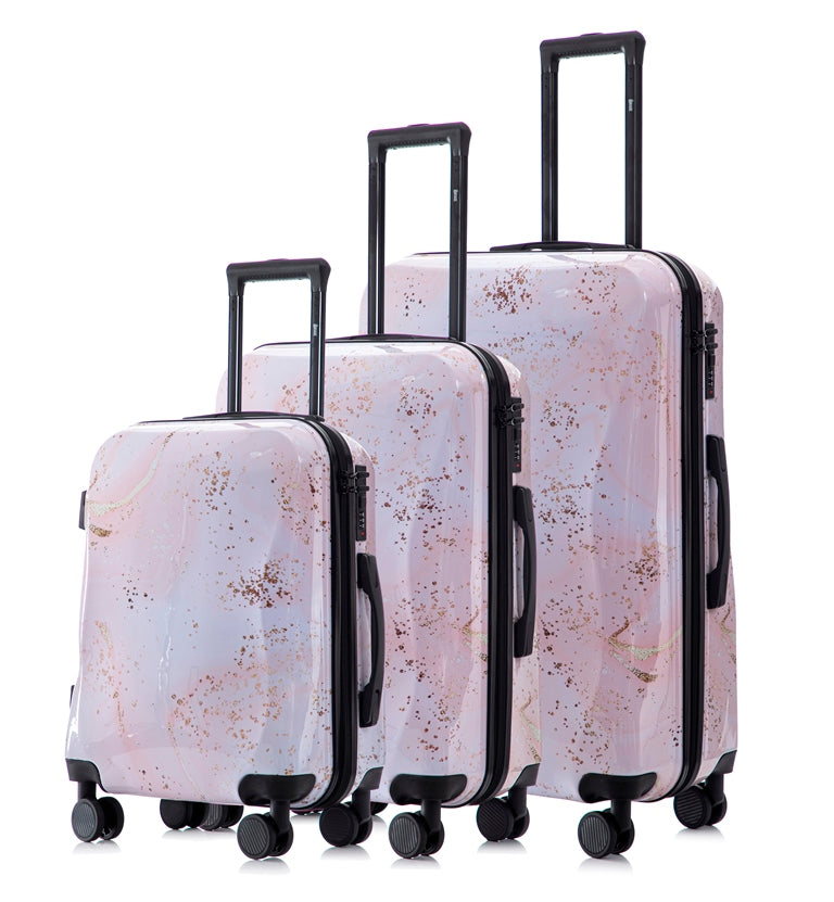 Multi-color Design ABS Hard Shell Lightweight with 360° Dual Spinning Wheels & Combo Lock – Includes 28", 24", 20" 3-Piece Luggage Set - Fairy