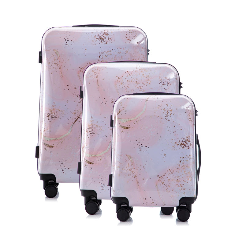 Multi-color Design ABS Hard Shell Lightweight with 360° Dual Spinning Wheels & Combo Lock – Includes 28", 24", 20" 3-Piece Luggage Set - Fairy