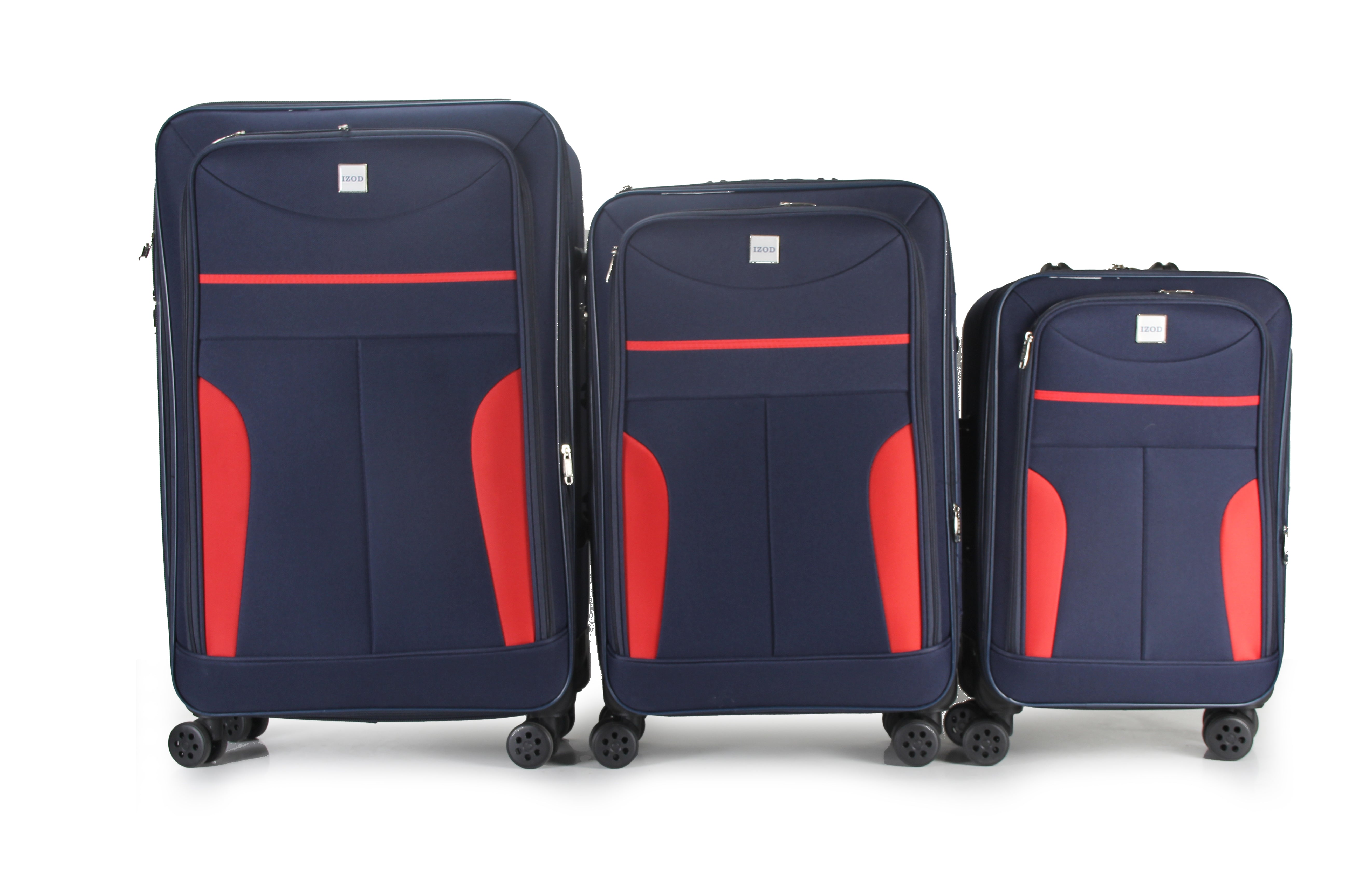 IZOD Janna Soft Shell Lightweight Expandable 360 Dual Spinning Wheels Combo Lock 28", 24", 20" 3 Piece Luggage Set