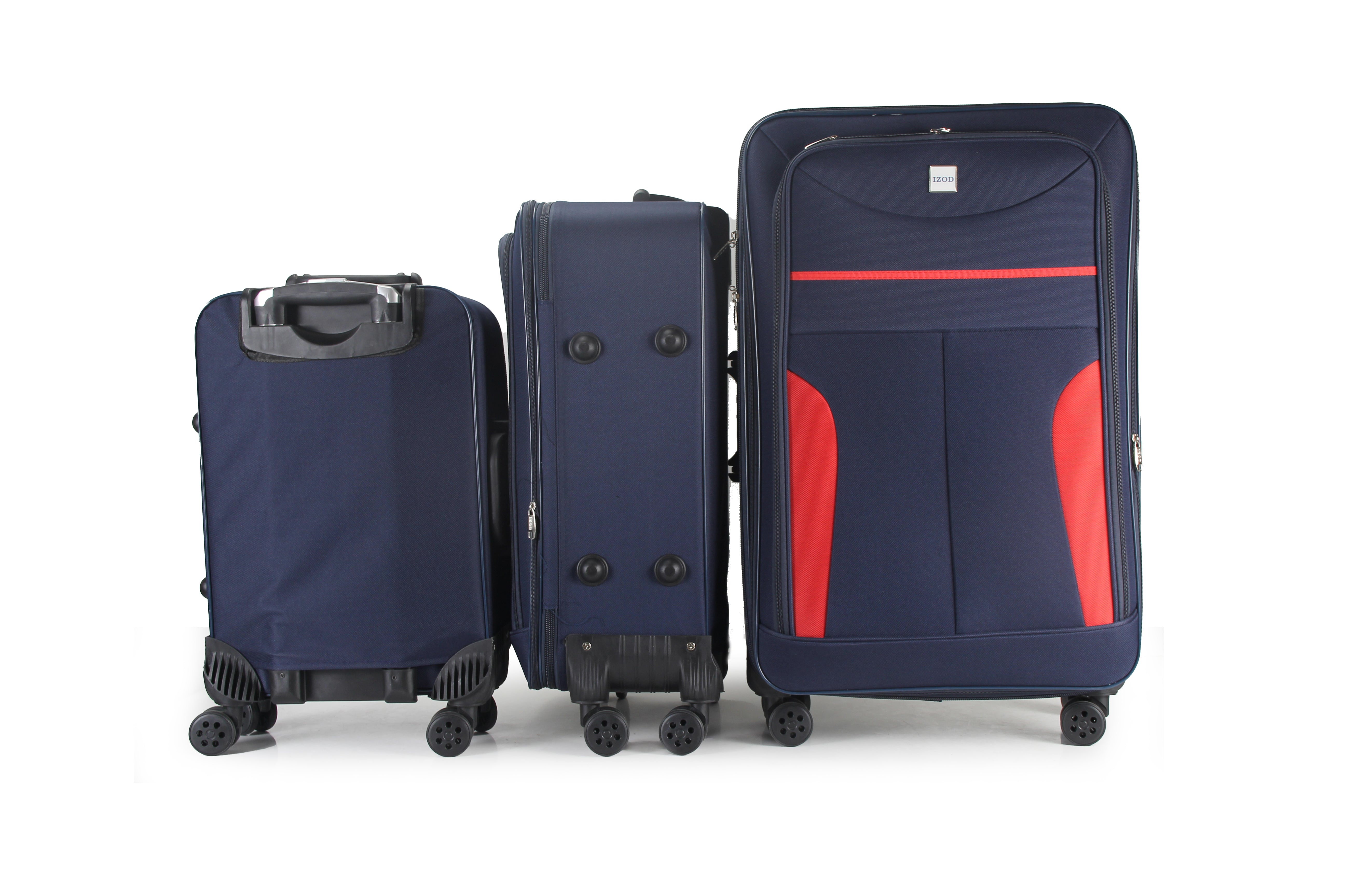 IZOD Janna Soft Shell Lightweight Expandable 360 Dual Spinning Wheels Combo Lock 28", 24", 20" 3 Piece Luggage Set