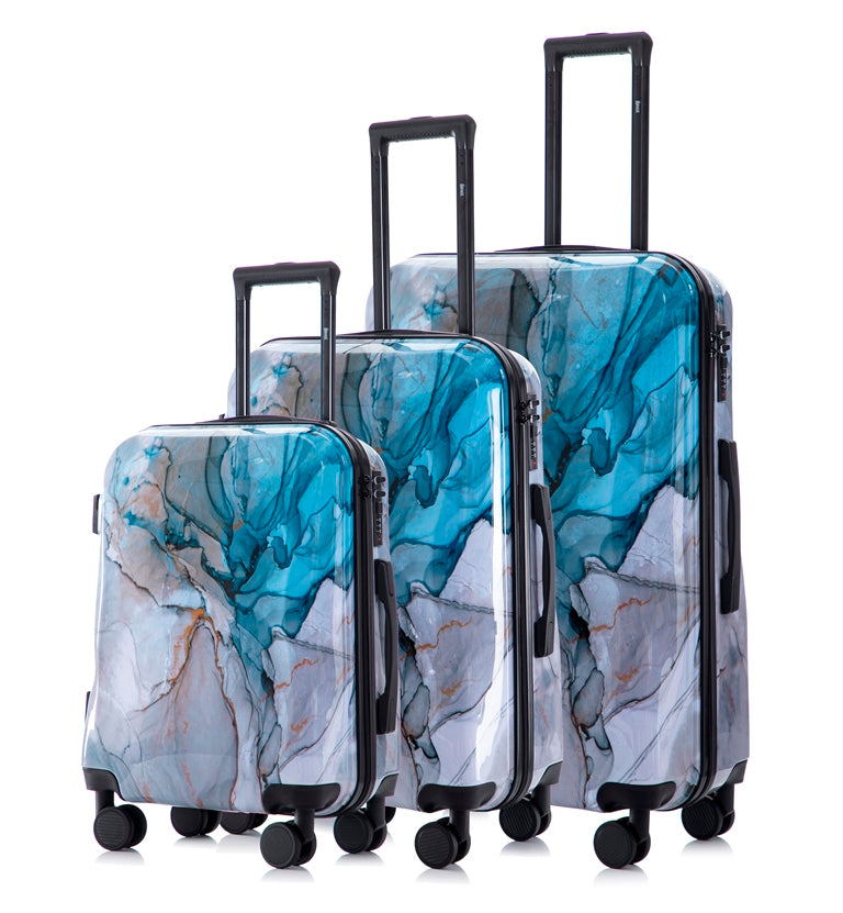 Multi-color Design ABS Hard Shell Lightweight with 360° Dual Spinning Wheels & Combo Lock – Includes 28", 24", 20" 3-Piece Luggage Set - Meteor
