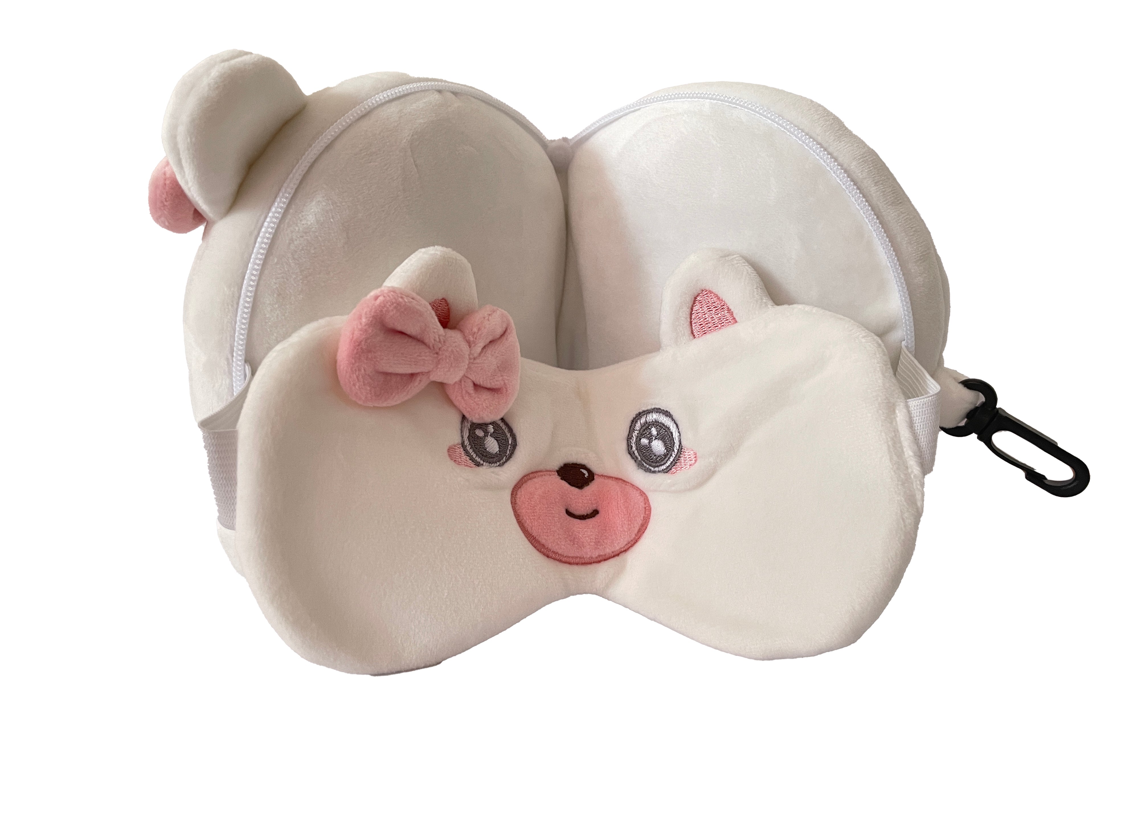 Kids 2-in-1 Travel Pillow and Eye Mask Animal Plush Soft Eye Mask Blindfold for Sleeping, Nights and Travel