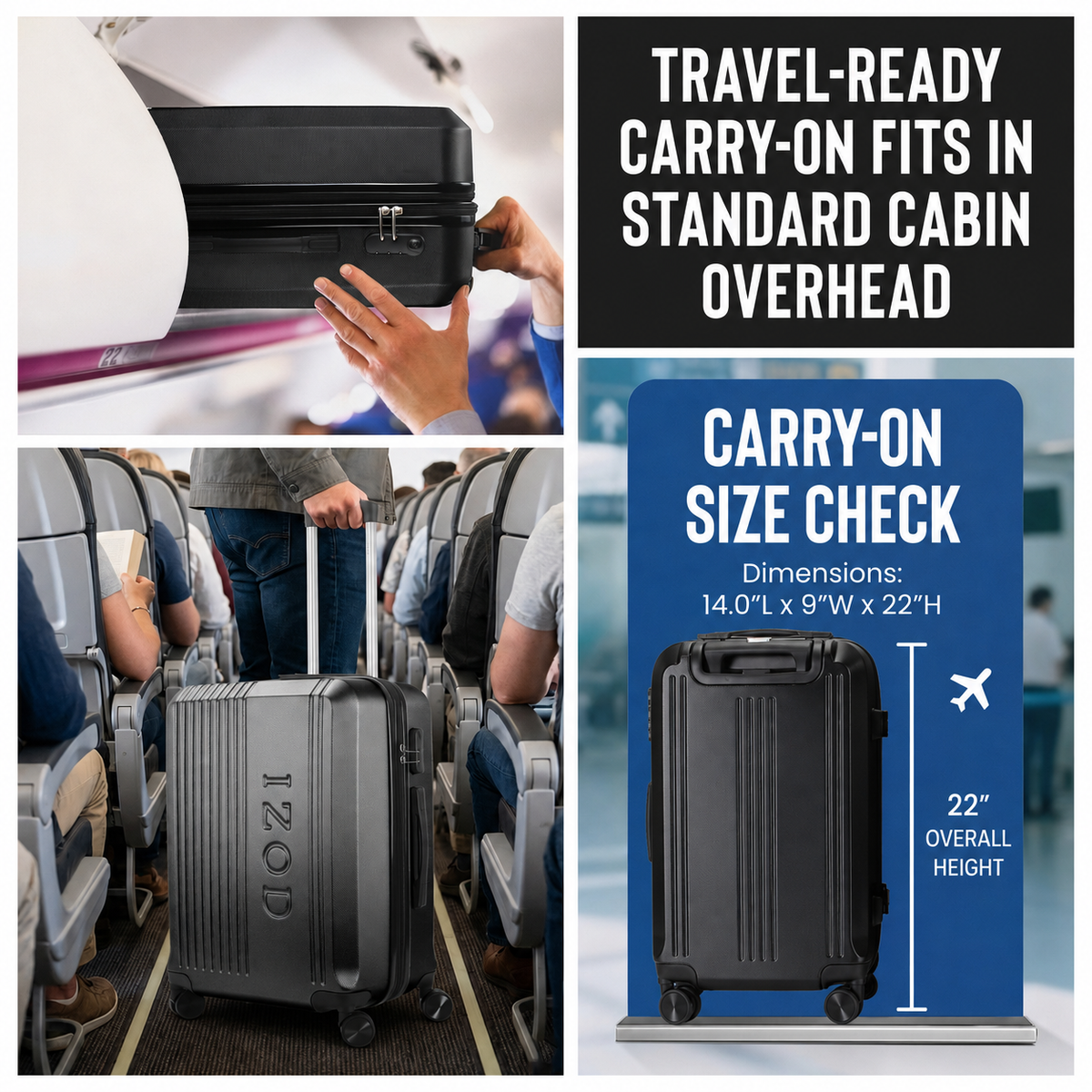 Zane 20 Inch Carry-On Expandable Spinner with Combo Lock