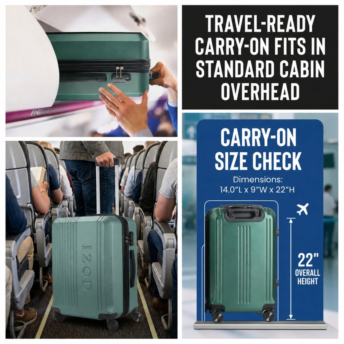 Zane 20 Inch Carry-On Expandable Spinner with Combo Lock