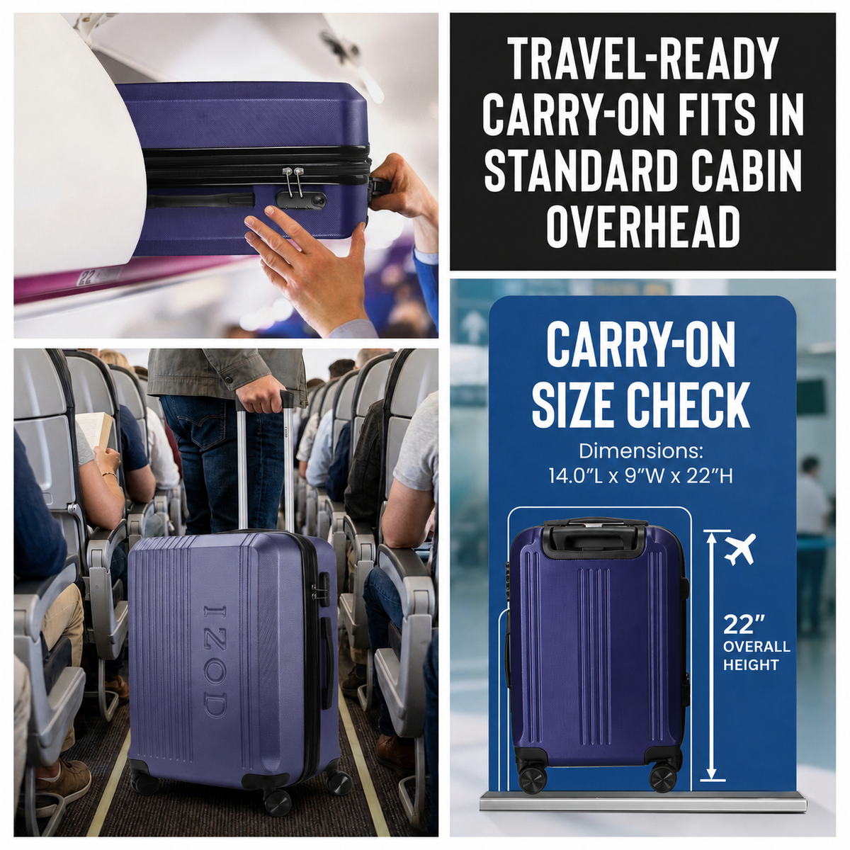 Zane 20 Inch Carry-On Expandable Spinner with Combo Lock