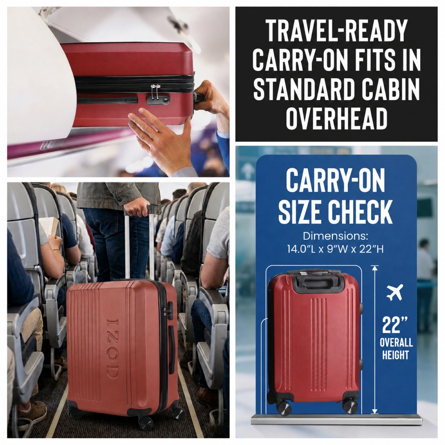 Zane 20 Inch Carry-On Expandable Spinner with Combo Lock