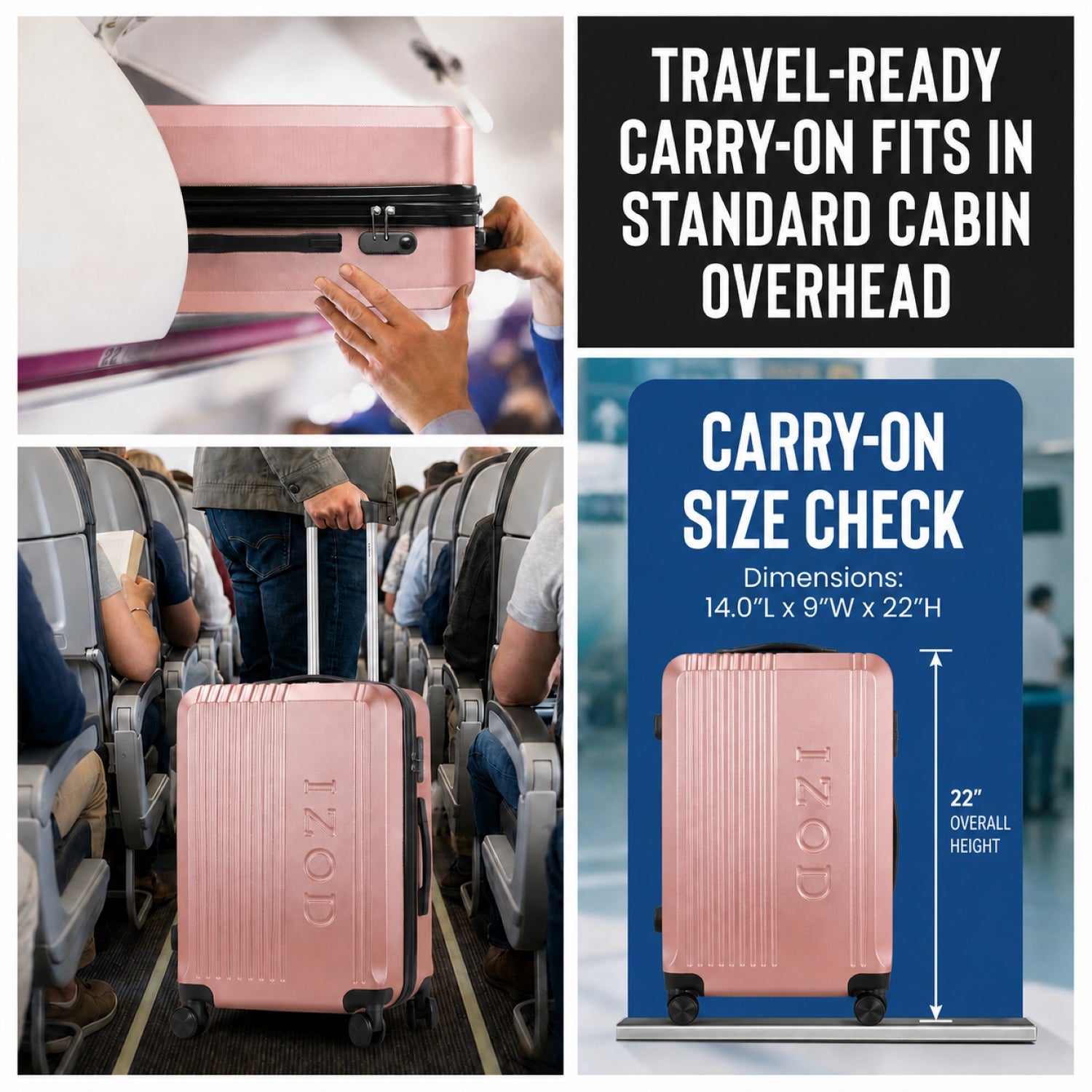 Zane 20 Inch Carry-On Expandable Spinner with Combo Lock