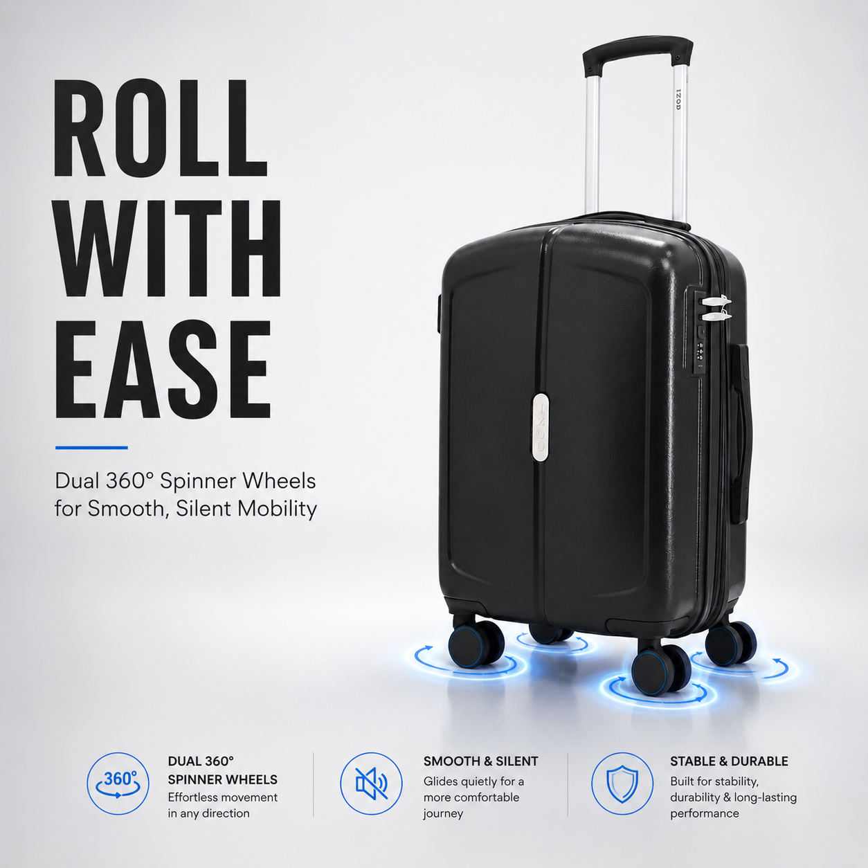 IZOD Mateo 20-Inch Carry-On Luggage – Lightweight Expandable ABS Hardside Suitcase with 360° Dual Spinner Wheels & Built-In Combo Lock