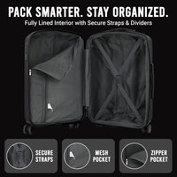 IZOD Mateo 20-Inch Carry-On Luggage – Lightweight Expandable ABS Hardside Suitcase with 360° Dual Spinner Wheels & Built-In Combo Lock