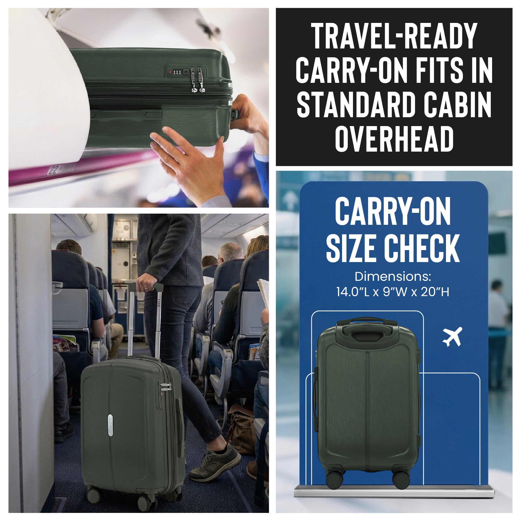 IZOD Mateo 20-Inch Carry-On Luggage – Lightweight Expandable ABS Hardside Suitcase with 360° Dual Spinner Wheels & Built-In Combo Lock