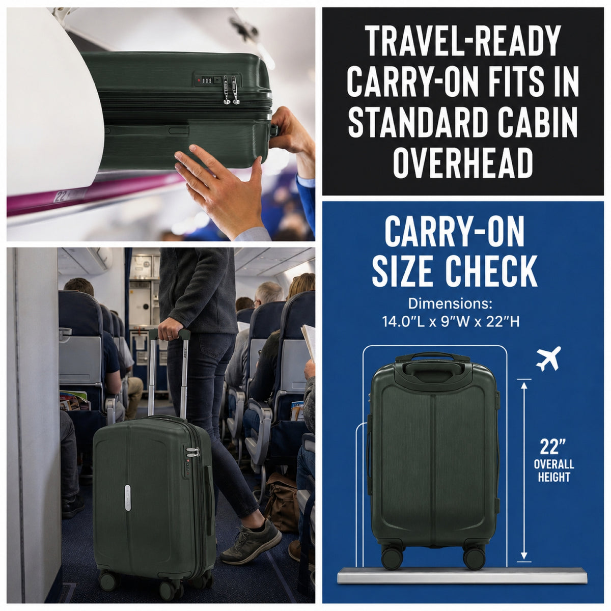 IZOD Mateo 20-Inch Carry-On Luggage – Lightweight Expandable ABS Hardside Suitcase with 360° Dual Spinner Wheels & Built-In Combo Lock