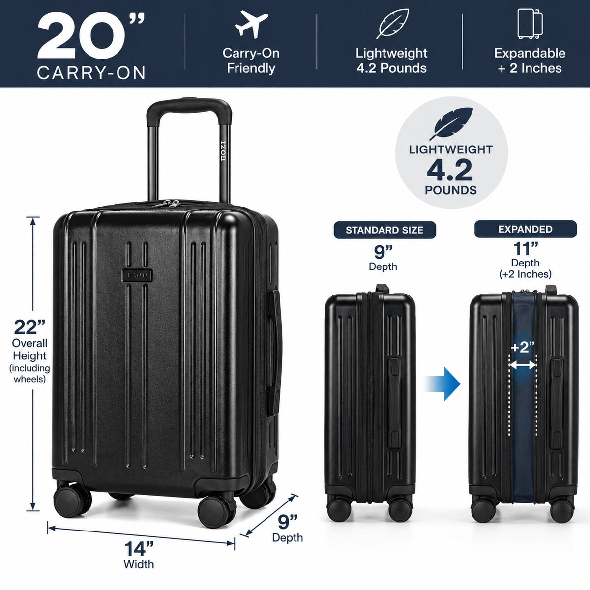 Isla 20 Inch Carry-On Expandable Spinner with Combo Lock