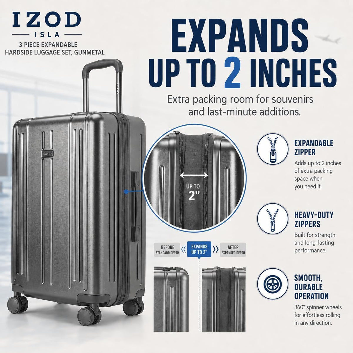 Isla 20 Inch Carry-On Expandable Spinner with Combo Lock