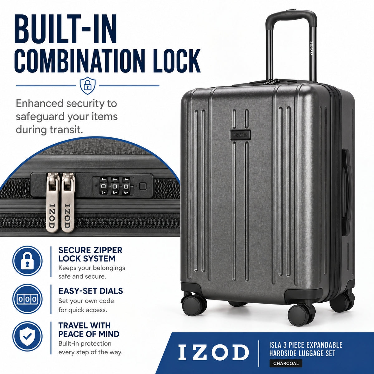 Isla 20 Inch Carry-On Expandable Spinner with Combo Lock