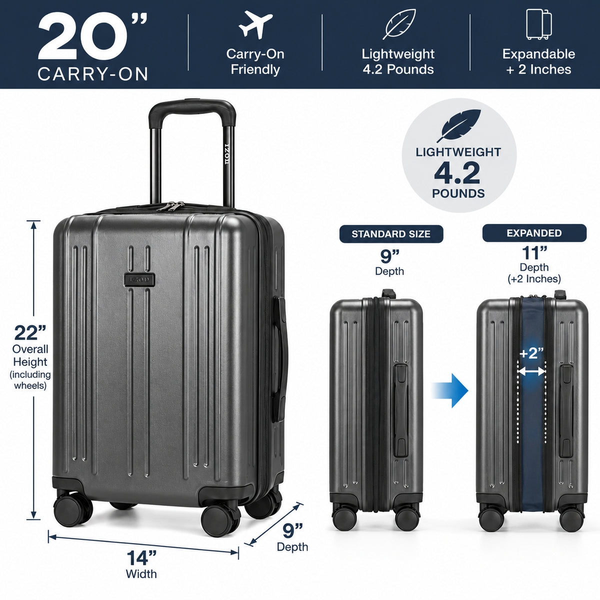 Isla 20 Inch Carry-On Expandable Spinner with Combo Lock