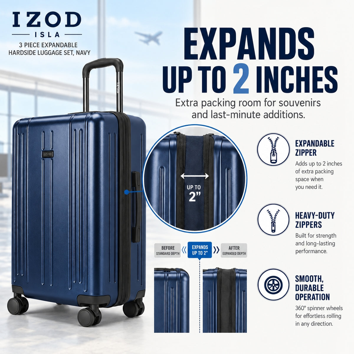 Isla 20 Inch Carry-On Expandable Spinner with Combo Lock