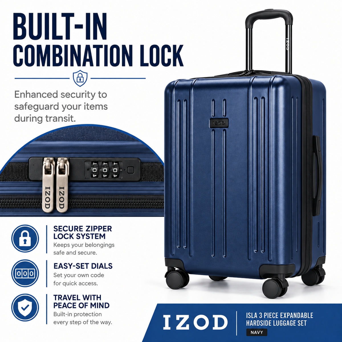 Isla 20 Inch Carry-On Expandable Spinner with Combo Lock