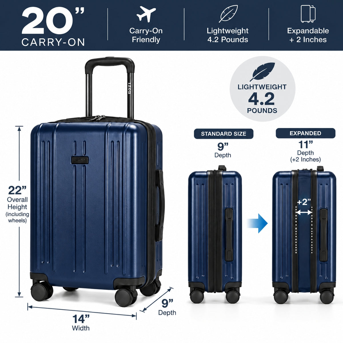 Isla 20 Inch Carry-On Expandable Spinner with Combo Lock
