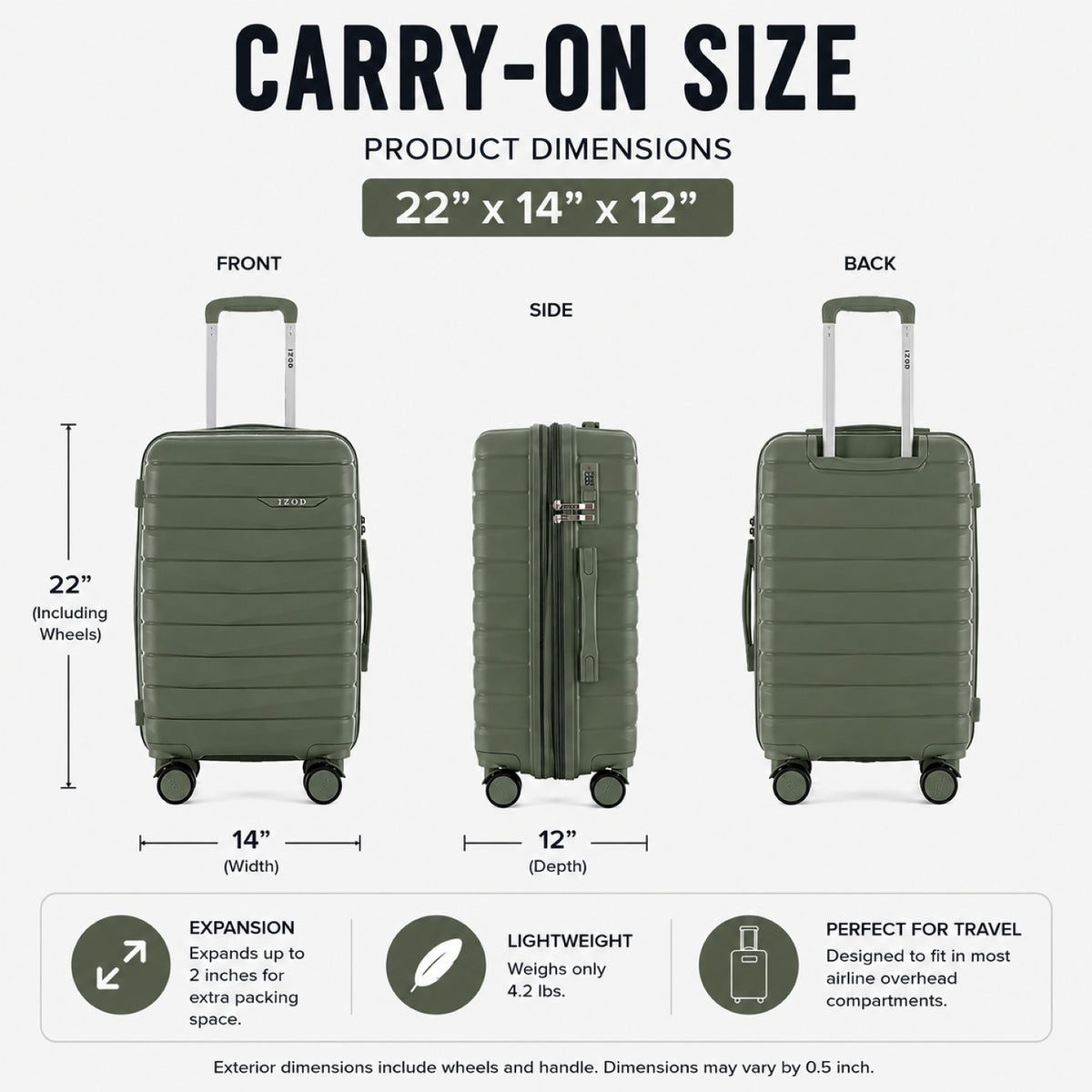 IZOD Soren 20 Inch Carry-On Expandable Hardside Luggage