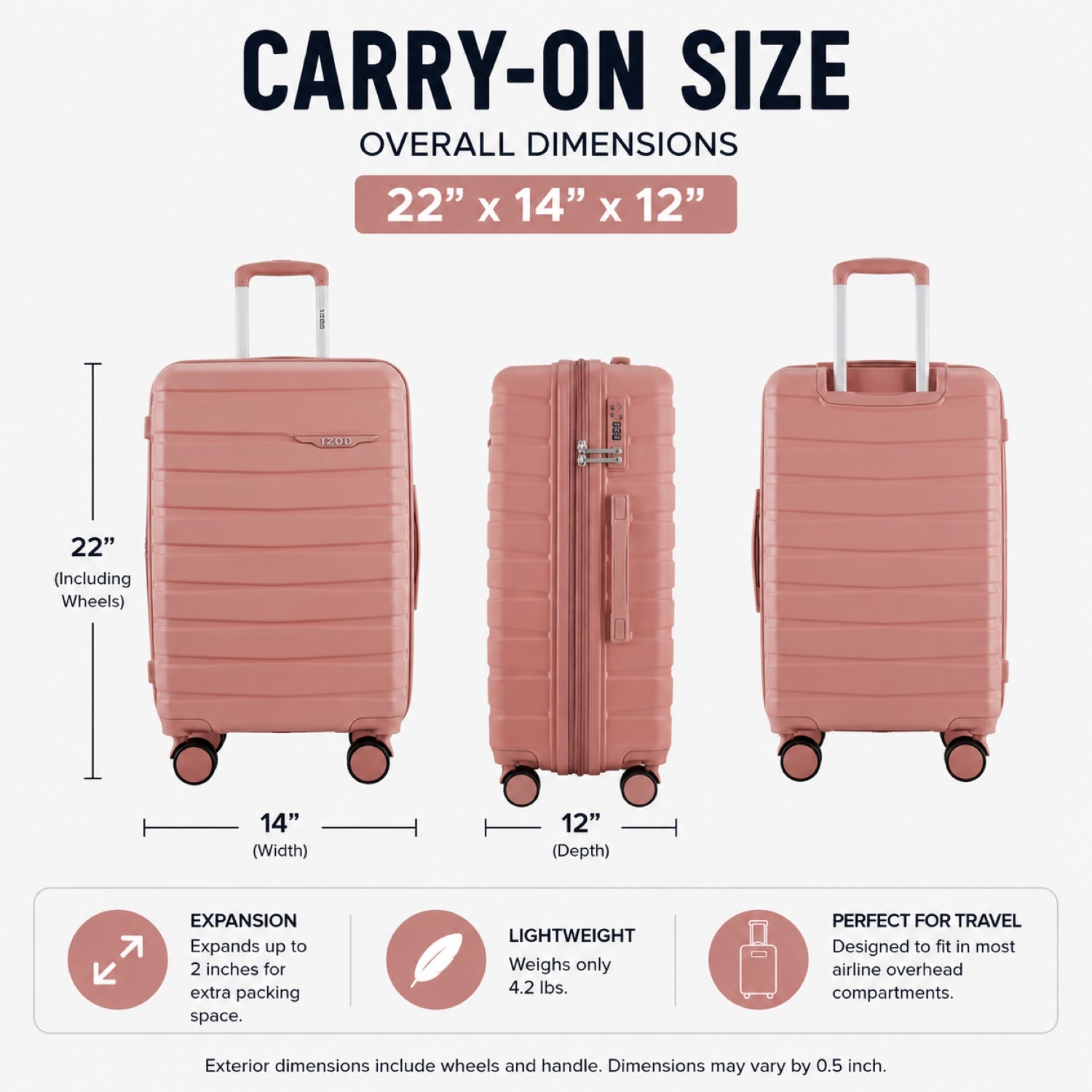 IZOD Soren 20 Inch Carry-On Expandable Hardside Luggage
