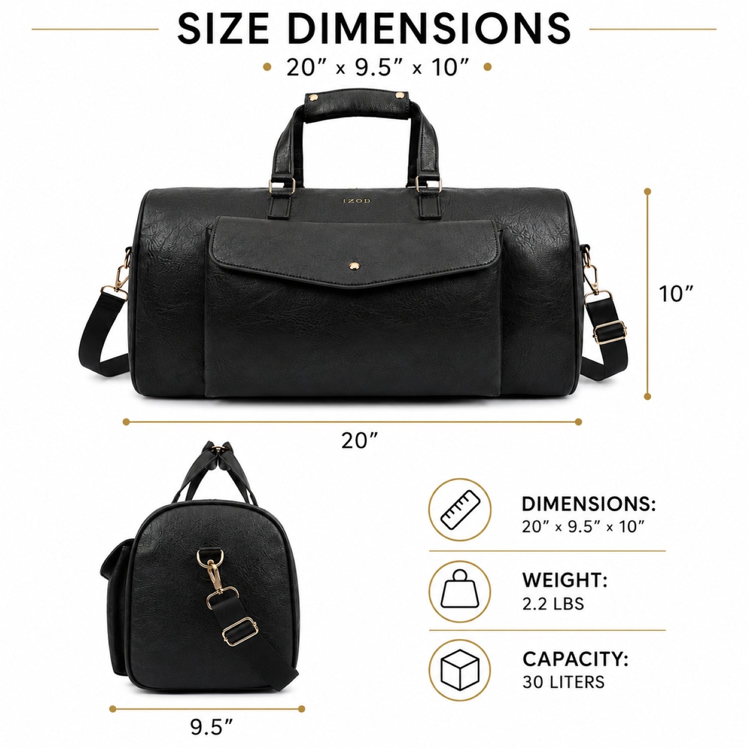 Atlas PU Leather Travel Carry-On Duffel Weekender Bag