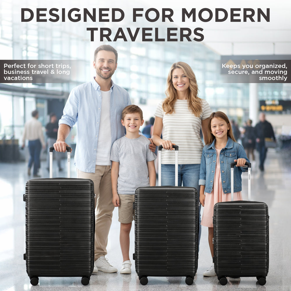 IZOD Romeo Lightweight Expandable ABS 3 Piece Luggage Set - 20", 24", and 28" Sizes with 360° Dual Spinning Wheels and Combo Lock