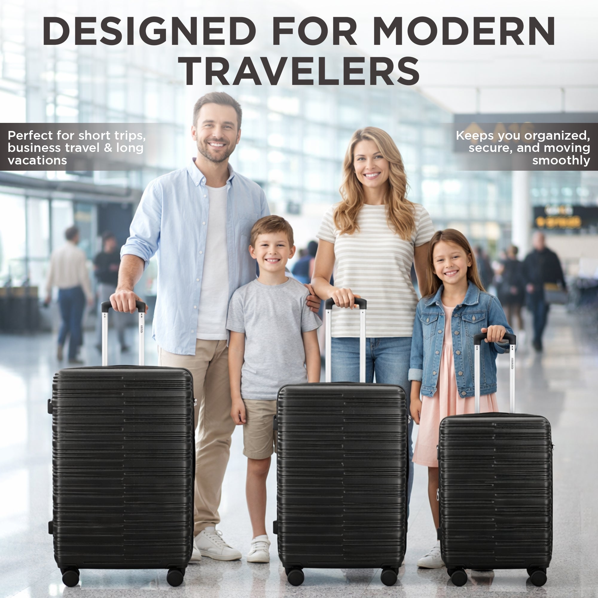 IZOD Romeo Lightweight Expandable ABS 3 Piece Luggage Set - 20", 24", and 28" Sizes with 360° Dual Spinning Wheels and Combo Lock