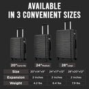 IZOD Romeo Lightweight Expandable ABS 3 Piece Luggage Set - 20", 24", and 28" Sizes with 360° Dual Spinning Wheels and Combo Lock