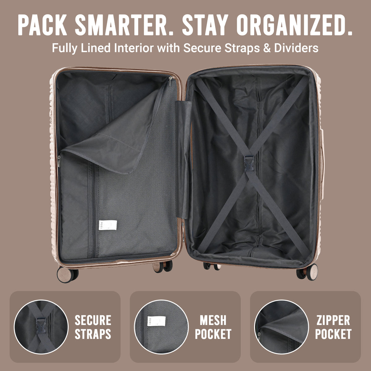 IZOD Romeo 20-Inch Carry-On Luggage – Lightweight Expandable ABS Hardside Suitcase with 360° Dual Spinner Wheels & Built-In Combo Lock