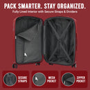 IZOD Mateo Travel 3 Piece Luggage Set - Durable ABS Hard Shell with 360° Wheels and Combo Lock