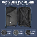 IZOD Mateo Travel 3 Piece Luggage Set - Durable ABS Hard Shell with 360° Wheels and Combo Lock