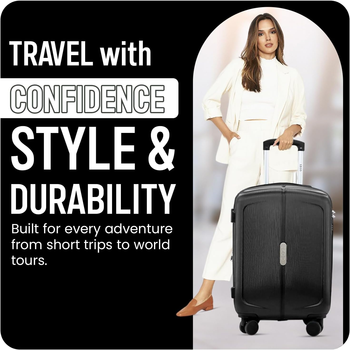 IZOD Mateo 20-Inch Carry-On Luggage – Lightweight Expandable ABS Hardside Suitcase with 360° Dual Spinner Wheels & Built-In Combo Lock