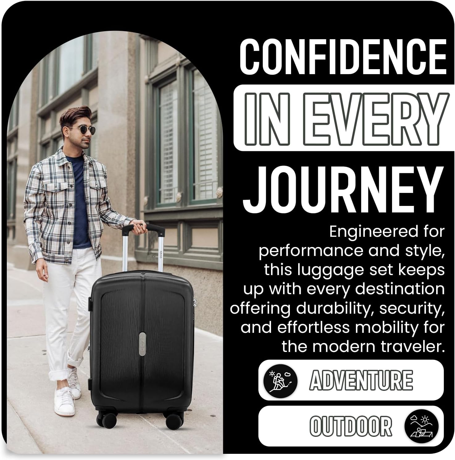 IZOD Mateo 20-Inch Carry-On Luggage – Lightweight Expandable ABS Hardside Suitcase with 360° Dual Spinner Wheels & Built-In Combo Lock