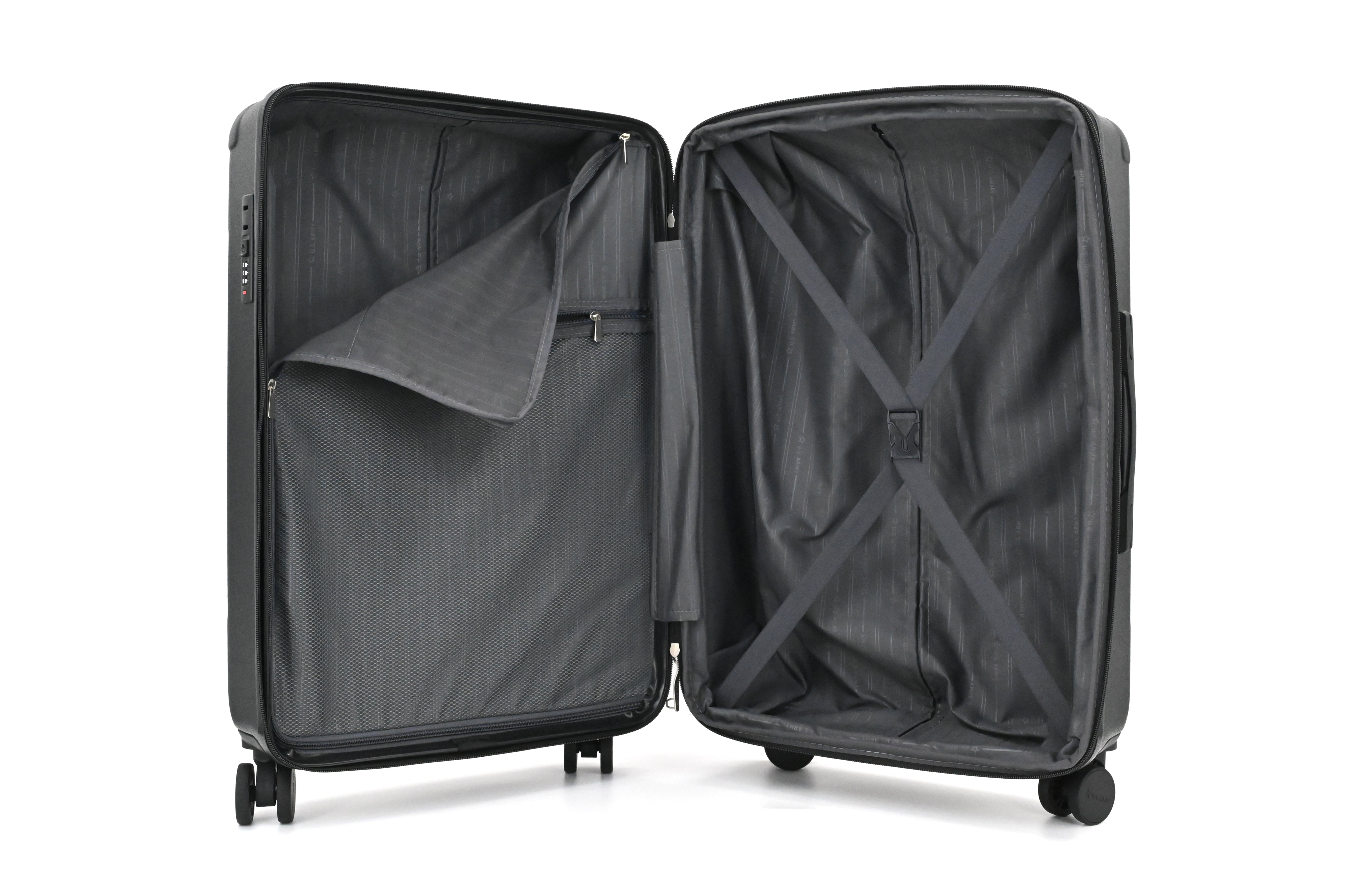 US Army Hawk 3-Piece Luggage Set – Lightweight Expandable ABS Hard Shell Suitcases with Spinner Wheels & Logo Print (28”/24”/20”) – Military Travel Collection