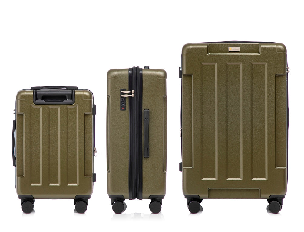 US Army Hawk 3-Piece Luggage Set – Lightweight Expandable ABS Hard Shell Suitcases with Spinner Wheels & Logo Print (28”/24”/20”) – Military Travel Collection
