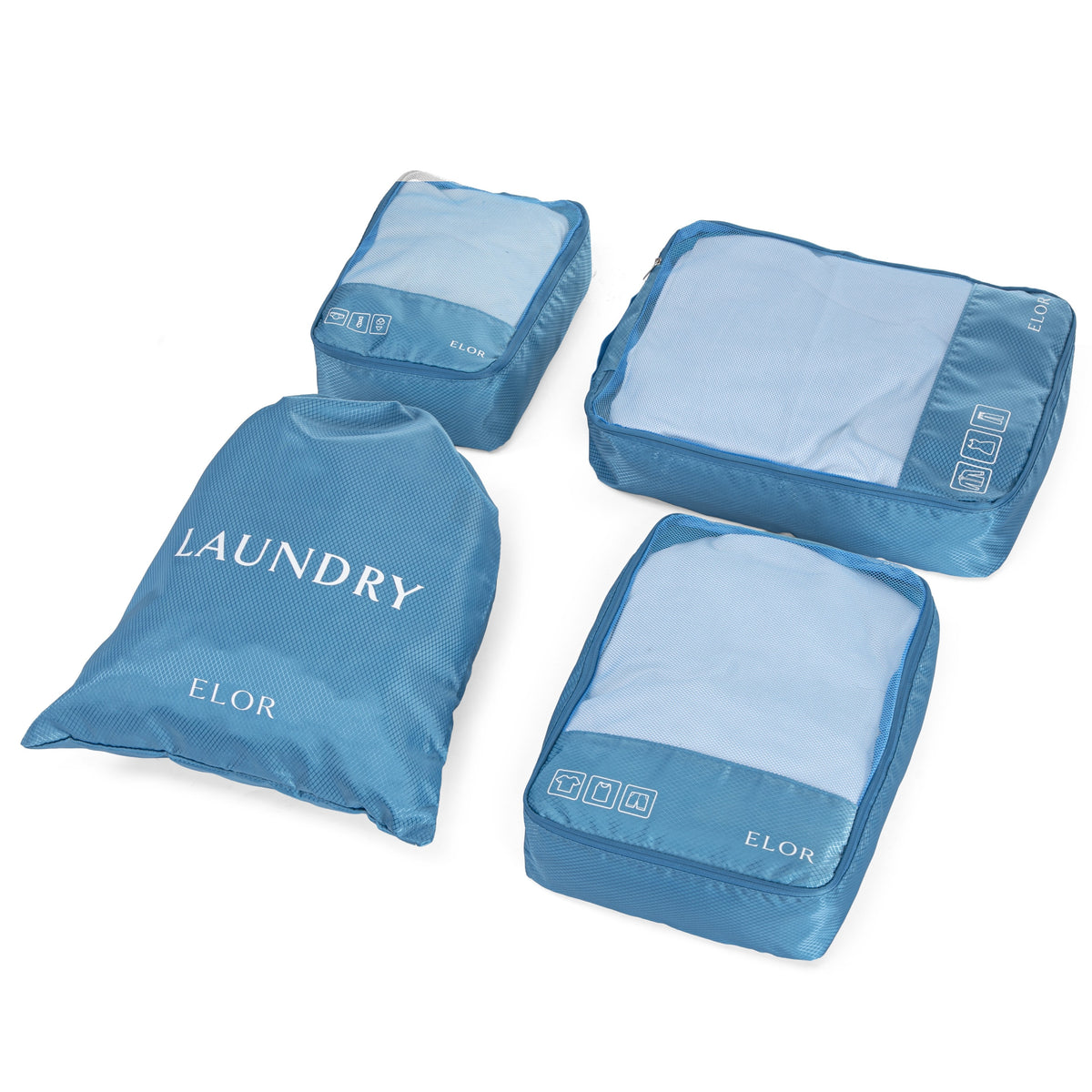 ELOR Travel All-in-One 4 Piece Packing Cube Set with Laundry Bag