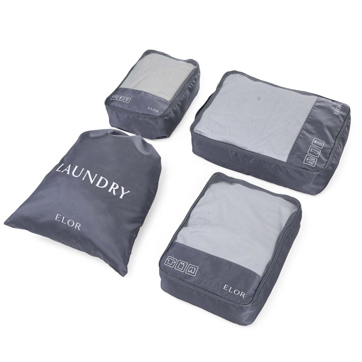 ELOR Travel All-in-One 4 Piece Packing Cube Set with Laundry Bag