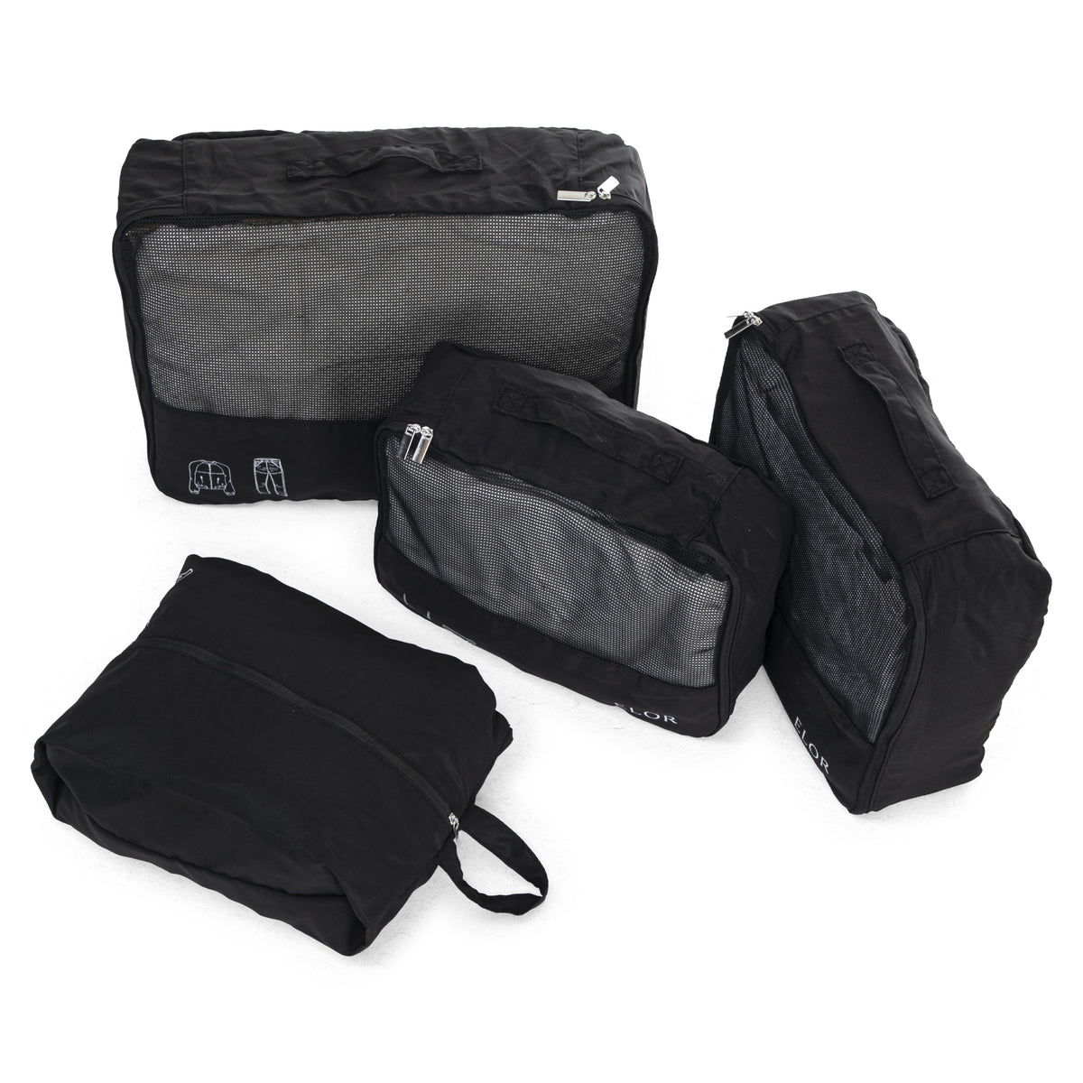 ELOR Travel All-in-One 4 Piece Packing Cube Set with Shoe Bag