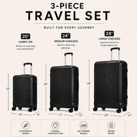 IZOD Zane Expandable ABS Hard shell Lightweight 360 Dual Spinning Wheels Combo Lock 28", 24", 20" 3 Piece Luggage Set