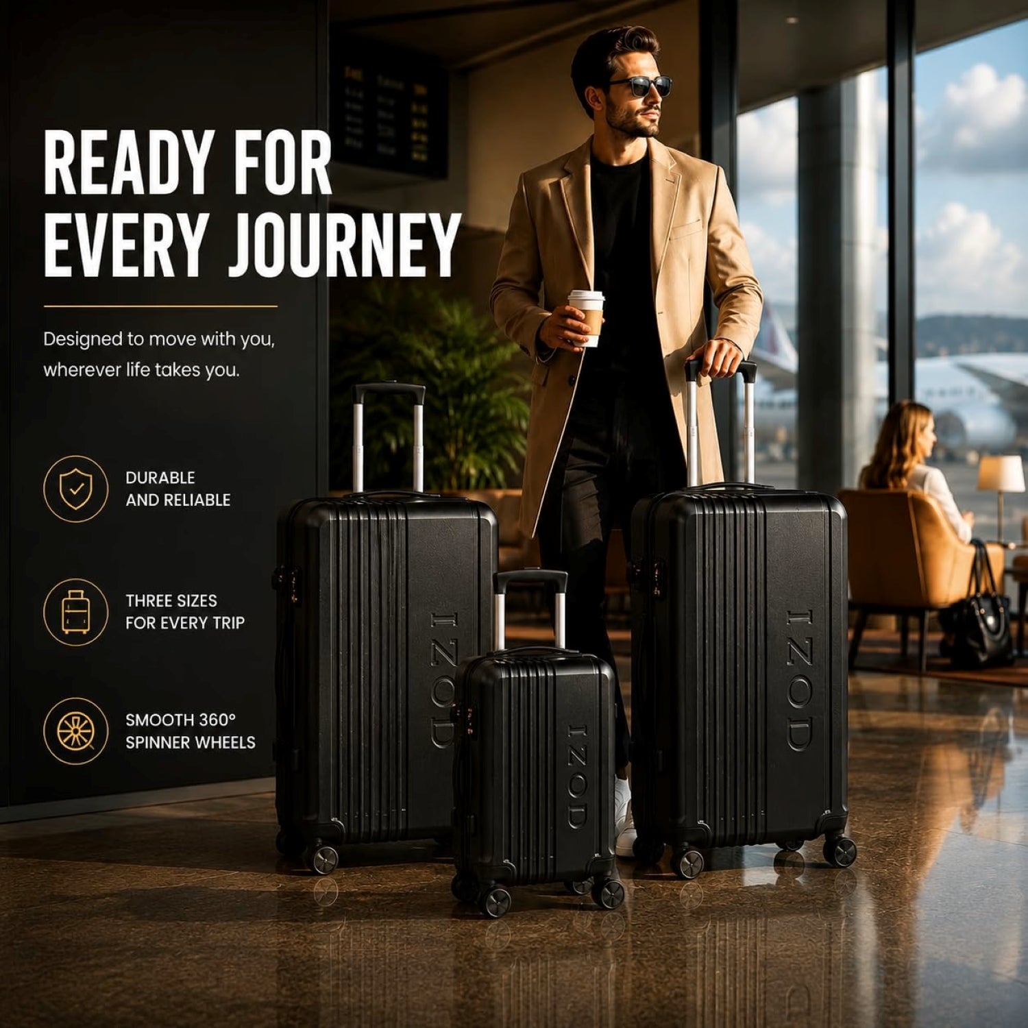 IZOD Zane Expandable ABS Hard shell Lightweight 360 Dual Spinning Wheels Combo Lock 28", 24", 20" 3 Piece Luggage Set