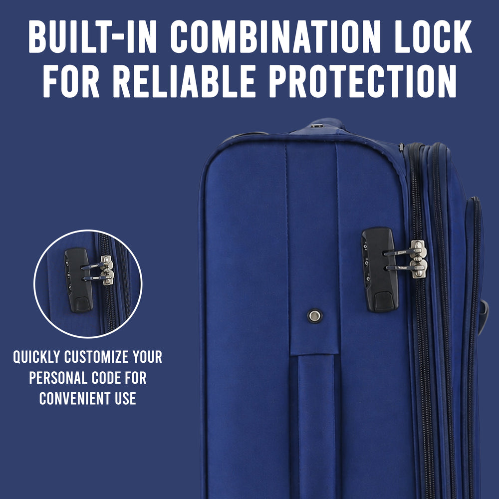 IZOD Noah Soft Shell Lightweight Expandable 360 Dual Spinning Wheels Combo Lock 28", 24", 20" 3 Piece Luggage Set