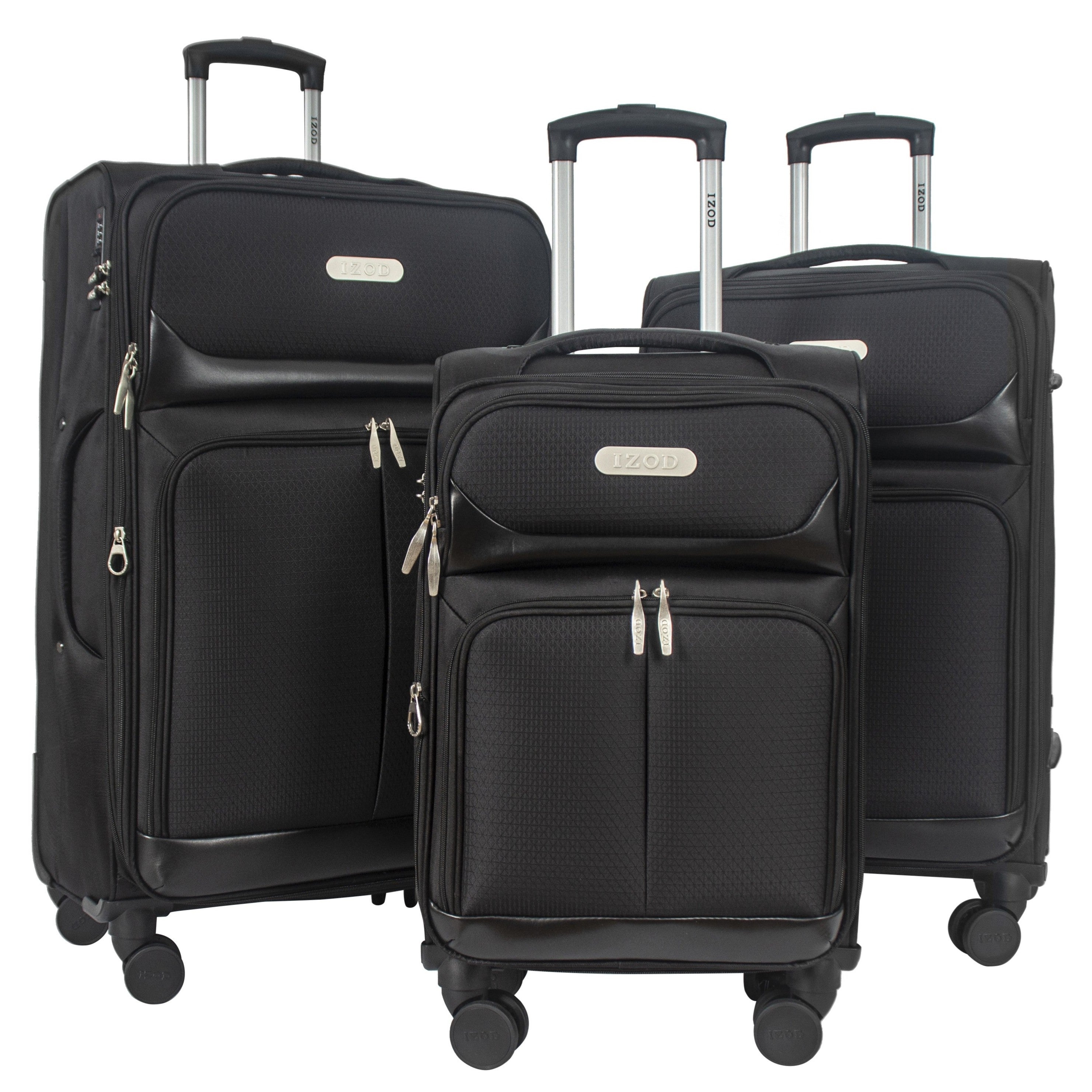 IZOD Ocean Soft Shell Lightweight Expandable 360 Dual Spinning Wheels Combo Lock 28", 24", 20" 3 Piece Luggage Set
