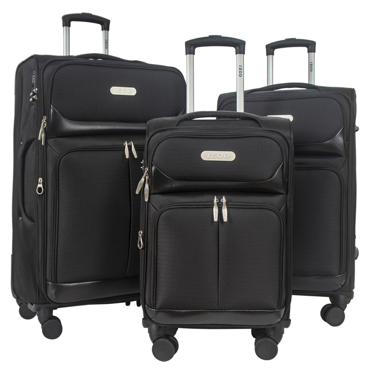 IZOD Ocean Soft Shell Lightweight Expandable 360 Dual Spinning Wheels Combo Lock 28", 24", 20" 3 Piece Luggage Set