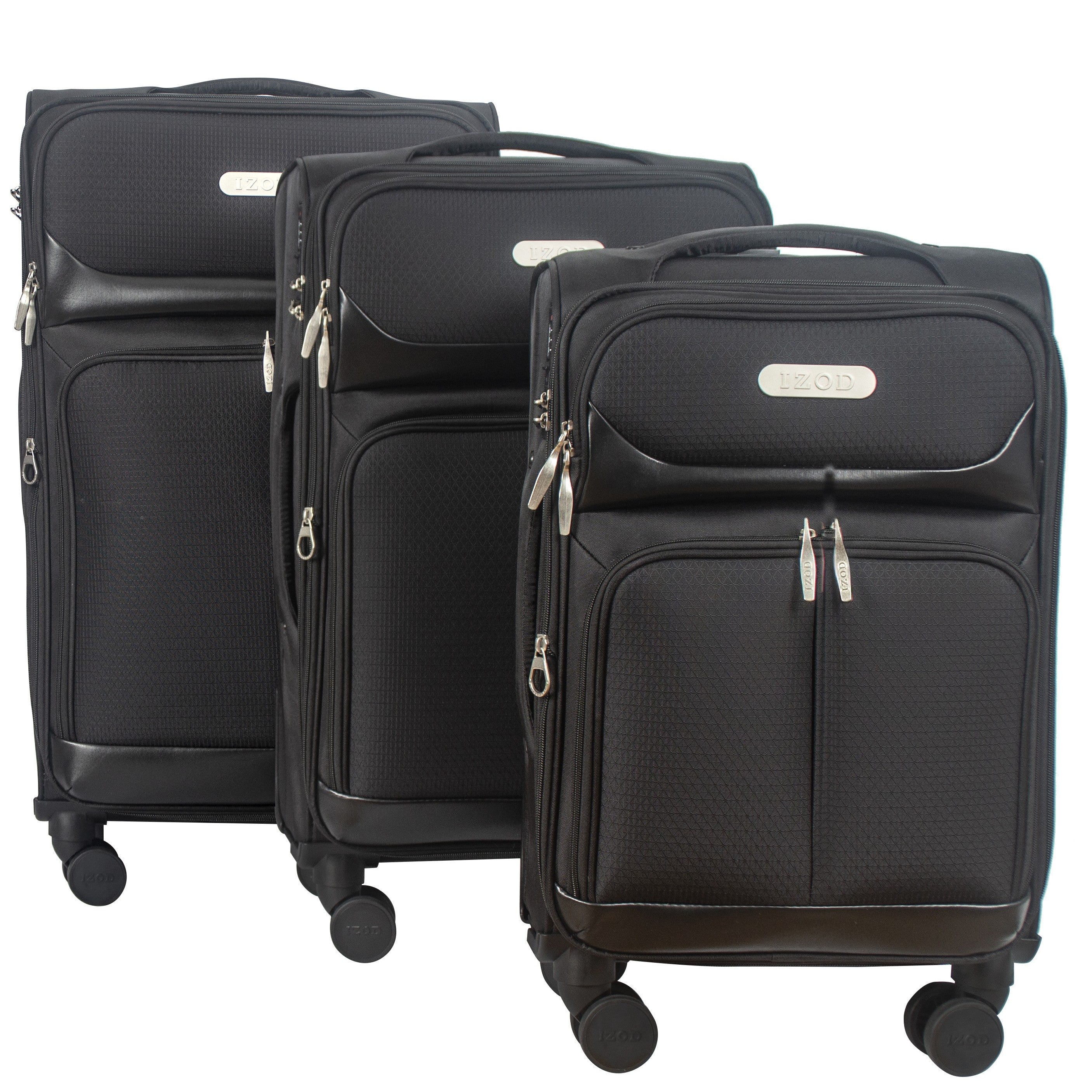 IZOD Ocean Soft Shell Lightweight Expandable 360 Dual Spinning Wheels Combo Lock 28", 24", 20" 3 Piece Luggage Set