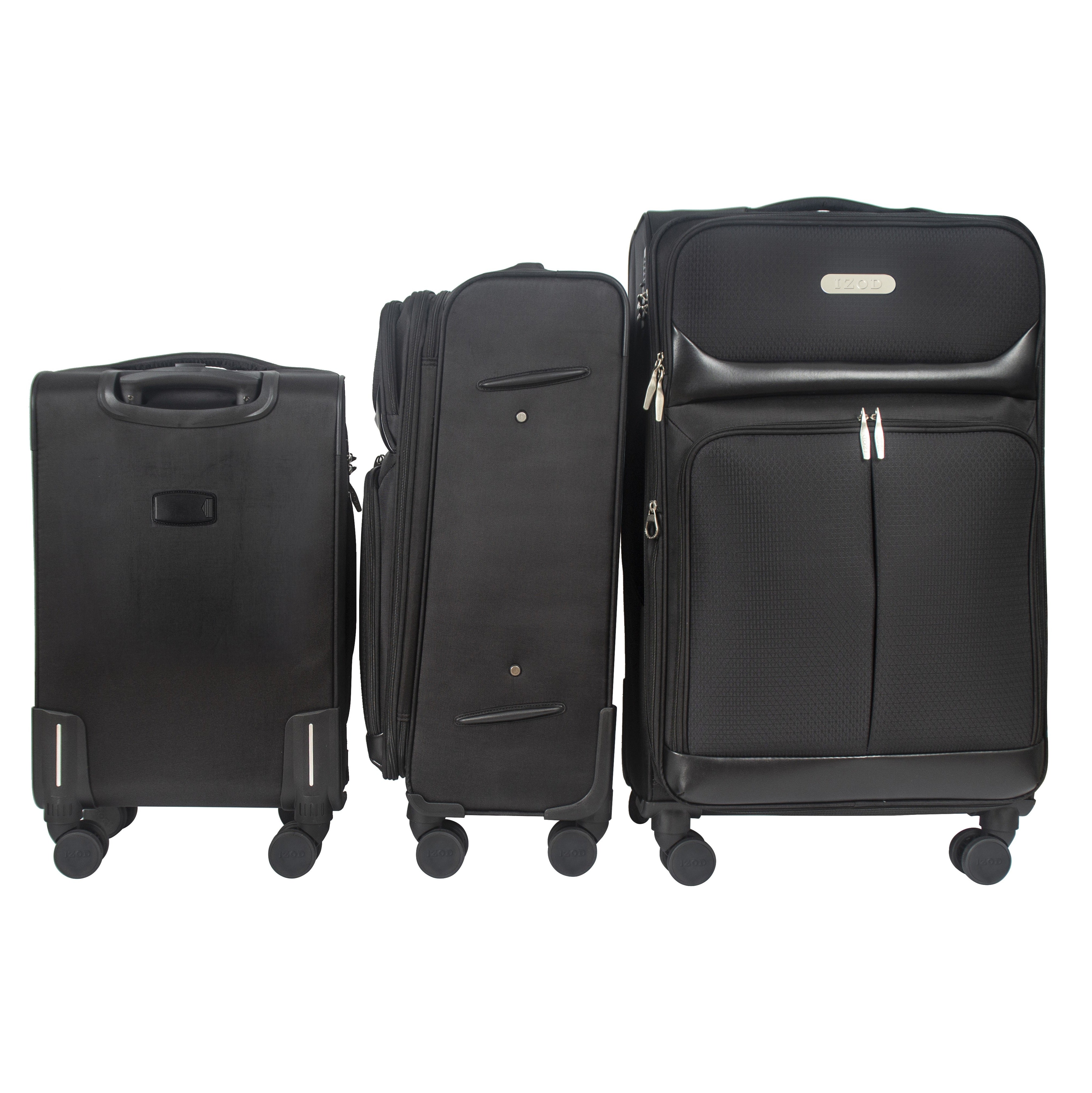 IZOD Ocean Soft Shell Lightweight Expandable 360 Dual Spinning Wheels Combo Lock 28", 24", 20" 3 Piece Luggage Set