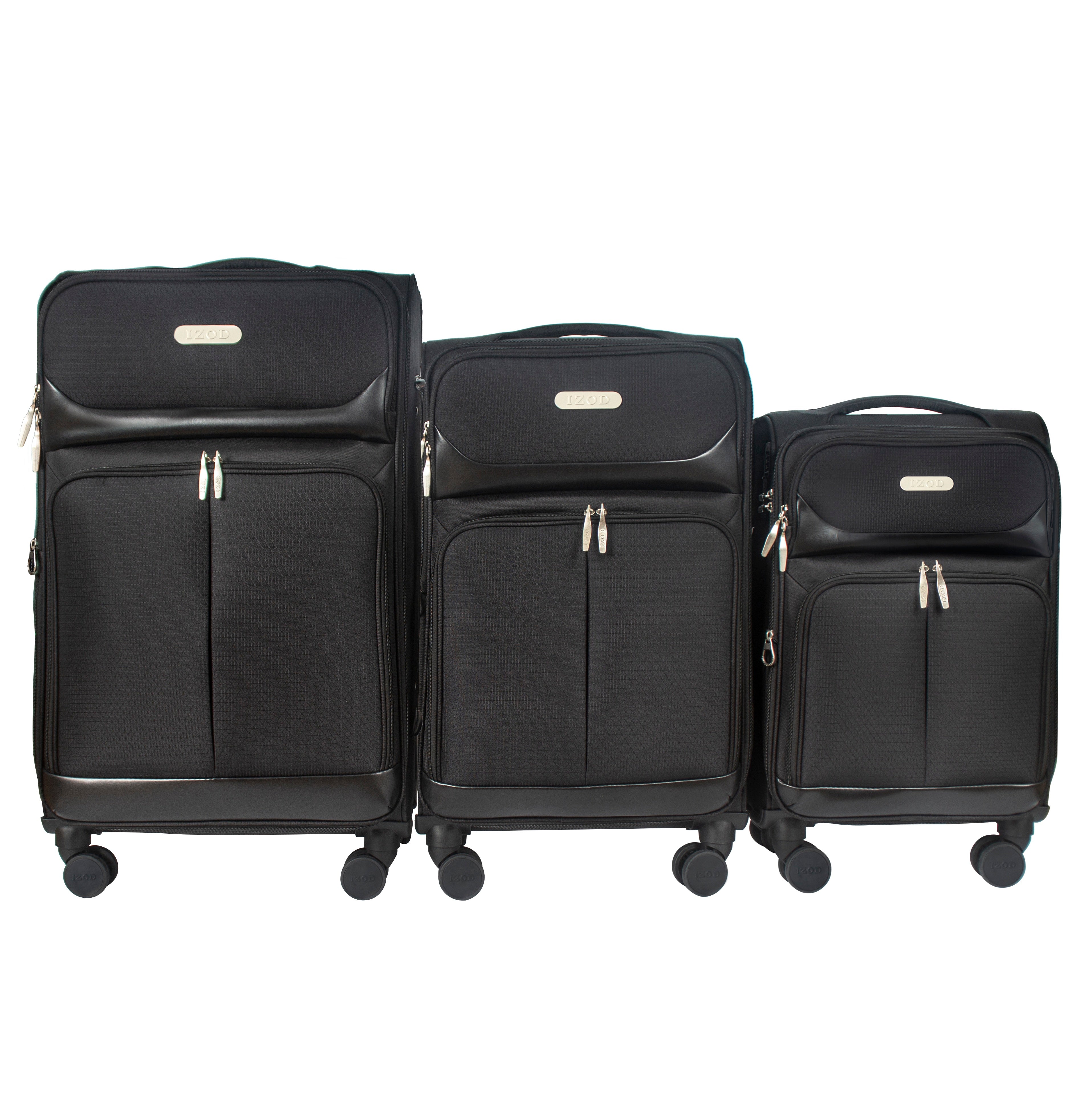 IZOD Ocean Soft Shell Lightweight Expandable 360 Dual Spinning Wheels Combo Lock 28", 24", 20" 3 Piece Luggage Set