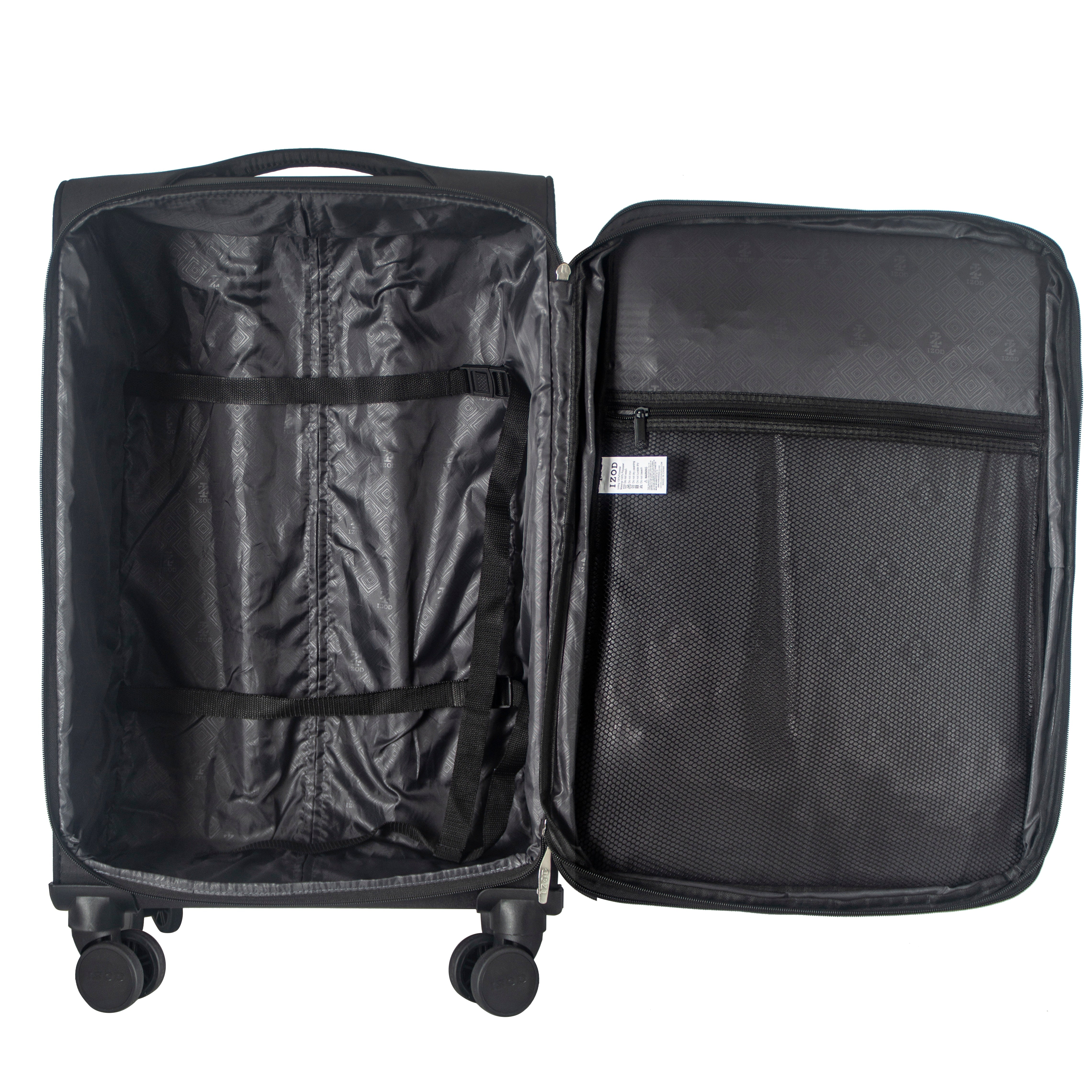 IZOD Ocean Soft Shell Lightweight Expandable 360 Dual Spinning Wheels Combo Lock 28", 24", 20" 3 Piece Luggage Set
